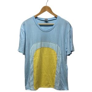 Adult Bluey bandit (dad) Blue and Yellow T-Shirt size Large